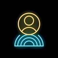 Neon icon of person spreading wifi signal with waves vector