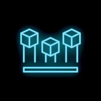 Neon blockchain technology icon glowing on dark background vector