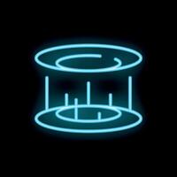 Neon icon of two circles connected by lines representing teleportation process vector