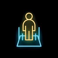 Neon icon of a person standing on a platform with handles vector
