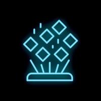 Neon blue icon of a device emitting square particles vector