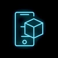 Smartphone displaying augmented reality neon sign vector