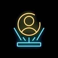 Neon icon of person being scanned by facial recognition software vector