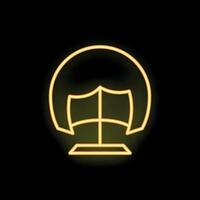 Neon icon of judge wig on black background representing law and justice vector