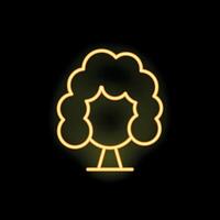 Neon icon of a tree with lush foliage on a black background vector