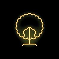 Neon style icon of a leafy tree with round crown for nature designs vector