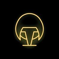 Neon icon of a modern round table with a glass top on a metal base vector