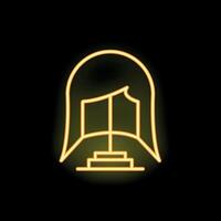 Neon icon of a woman reading a book sitting on a small platform vector
