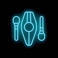 Neon kayak with oars glowing on dark background vector
