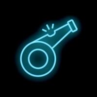 Neon whistle icon glowing on dark background vector