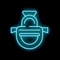 Blue neon sign icon of a padlock closing a briefcase handle vector