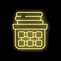 Laundry basket full of clothes with glowing neon effect on black background vector