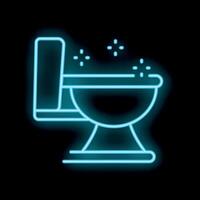 Glowing neon toilet icon with sparkling clean effect on black background vector
