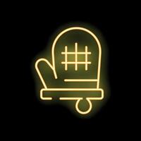 Glowing neon sign showing an oven mitt for baking on a black background vector