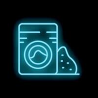 Neon laundry sign showing washing machine and laundry detergent vector