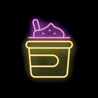 Neon sign of takeaway coffee cup with whipped cream on black background vector