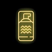 Neon sign of spray can glowing on a black background vector