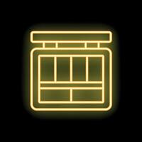 Neon yellow eyeshadow palette icon glowing on a black background vector