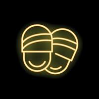 Neon sign of smiling slippers on a window display vector
