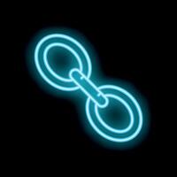 Blue neon chain links glowing on black background vector