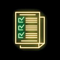 Neon green checklist icon glowing on dark background vector