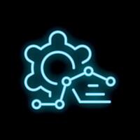 Neon icon of a gear showing marketing automation process vector