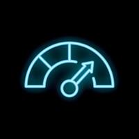 Neon blue speedometer showing increasing speed performance vector