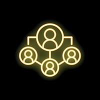 Neon yellow business hierarchy icon on black background vector