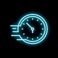 Neon blue clock showing fast time passing concept vector