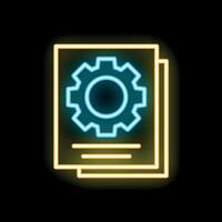 Neon icon of documents for software development and automation process vector