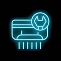 Neon blue credit card processing icon with fast speed lines vector