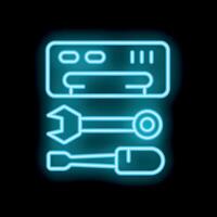 Neon tools icon representing repairing and fixing vector