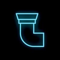 Neon style icon showing an elbow pipe connecting two pipes perpendicularly vector