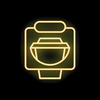 Neon icon of spotlight shining on black background vector