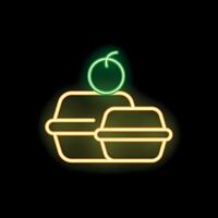 Neon sign of food delivery with an apple on top vector
