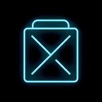 Glowing neon sign depicting a jerrycan on black background vector