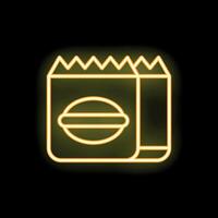 Glowing neon sign of a burger in a box on a black background vector