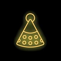 Neon yellow party hat shining in the dark background vector