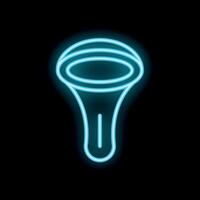 Blue neon sign showing a handheld barcode scanner on black background vector
