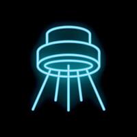 Blue neon sign showing a motion sensor light on a black background vector