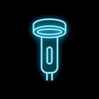 Neon icon of flashlight glowing on black background vector