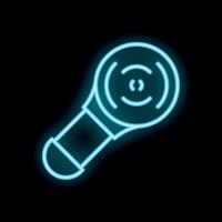 Neon icon of a retro futuristic flashlight shining in graphics style vector