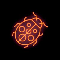 Neon icon of ladybug glowing on black background vector