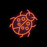 Bright red neon sign showing a ladybug on black background vector