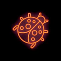 Red neon sign of a ladybug on a black background vector