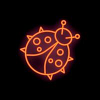 Neon sign showing ladybug on black background vector