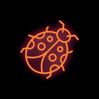 Neon sign showing a ladybug on a black background vector