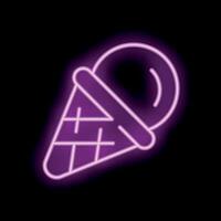 Neon sign showing a delicious ice cream cone on black background vector