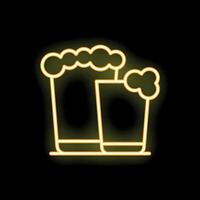 Neon sign showing two beer glasses with foam on top vector