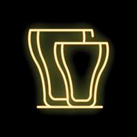 Glowing neon line beer glass icon isolated on black background vector
